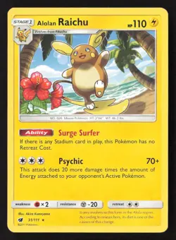 Alolan Raichu Holo Rare Holo SM04 31/111 MP Pokemon TCG - Image 1