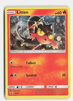 Litten - SM08 Sun & Moon Promo Holo Promo Pokemon LP (SWIRL) - Image 1