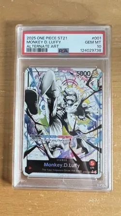 One Piece ST21-001 Monkey D Luffy Gear 5 Starter Deck 21 Alt Art Parallel PSA 10 - Image 1