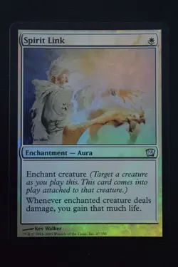 Magic The Gathering MTG SPIRIT LINK FOIL Ninth Edition MP Moderately Played - Image 1