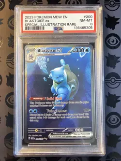 2023 POKEMON MEW EN-151 SPECIAL ILLUSTRATION RARE #200 BLASTOISE EX PSA 8 - Image 1