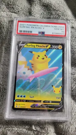 Pokemon 2021 Surfing Pikachu V 021 25th Anniversary Japanese GEM MINT PSA 10 - Image 1