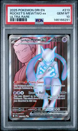 2025 Pokemon Dri En-Destined Rivals #213 Rocket'S Mewtwo Ex Ultra Rare PSA 10 - Image 1