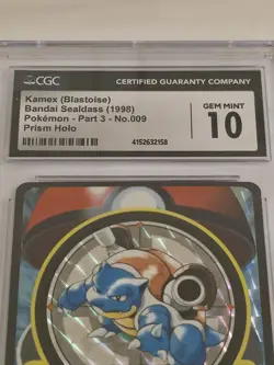 CGC 10 Blastoise Sealdass Prism #9 1998 Pokemon Kamex Gem Mint POP 7 - Image 3