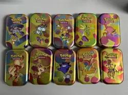 EMPTY Pokemon 151 Mini Tin Set of 10 w/ Energy Coins & Art Cards - NO PACKS - Image 1