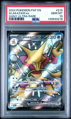 PSA 10 ALAKAZAM EX 215 PALDEAN FATES SHINY ULTRA RARE POKEMON GEM MINT - Image 1