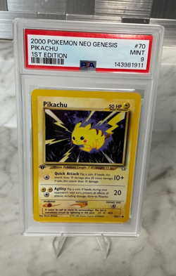 2000 Pokemon Neo Genesis Pikachu #70 PSA 9 Mint 1st edition - Image 1