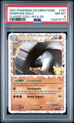 2021 POKEMON CELEBRATIONS CLASSIC COLL #107 DONPHAN-HOLO PSA 8 - Image 1