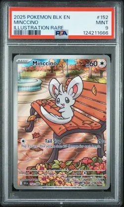 2025 POKEMON BLK EN-BLACK BOLT ILLUSTRATION RARE #152 MINCCINO PSA 9 - Image 1
