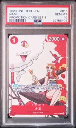 PSA 10 GEM MINT JAPANESE ONE PIECE 2023 NAMI OP01-016 PROMOTION CARD - Image 1
