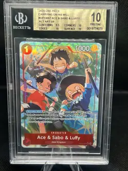 2025 One Piece Op13-Carrying On His Will #007 Ace & Sabo & Luffy Alt Art BGS 10 - Image 1