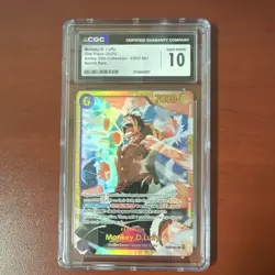 Bandai Monkey.D.Luffy Secret Rare Foil EB02-061 CGC 10 Anime 25th Collection - Image 1
