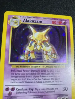 Pokemon TCG Alakazam Base Set Holo Card 1/102 Unlimited Holo Rare MP - Image 3