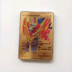 💥 Zamazenta V Gold Foil Fan Art Textured Collector Pokemon Card HP230 139/202 - Image 1
