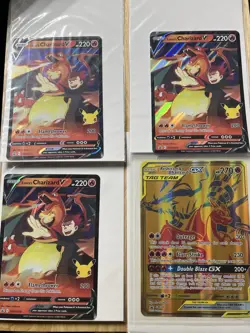 Lot of 4 FACTORY NEW Jumbo Pokemon Cards Lance's Charizard, Reshiram & Charizard - Image 1