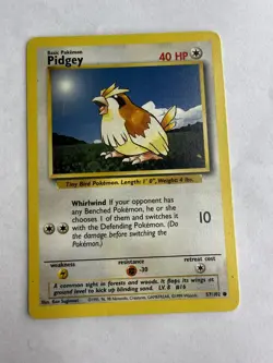 Pokemon Pidgey TCG Base Set Unlimited Common Card 57/102 [LP] - Image 1