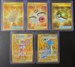 Pokemon Cinderace EX Lapras Ex Gold Cards 5 Card Bundle - Image 1