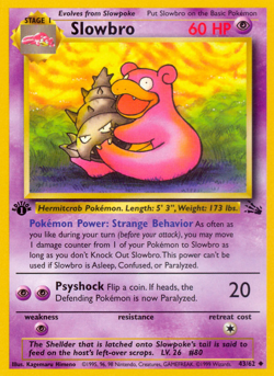 Slowbro 43/62 Uncommon Fossil Pokemon Unlimited LP - Image 4