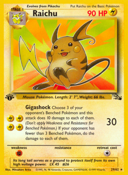 Raichu 29/62 Rare Fossil Pokemon MP - Image 4