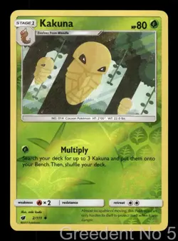 Kakuna 2/111 Uncommon Crimson Invasion Pokemon Reverse Holo Lightly Played - Image 1
