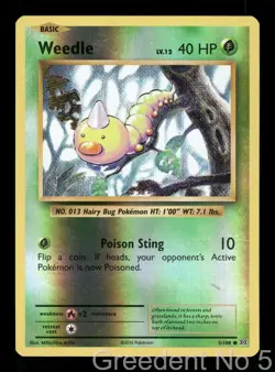 Weedle 5/108 Common Evolutions Pokemon Reverse Holo Lightly Played - Image 1