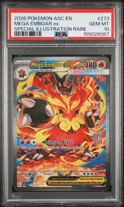 2026 POKEMON ASCENDED HEROES SPECIAL ILLUSTRATION RARE MEGA EMBOAR EX PSA 10 - Image 1
