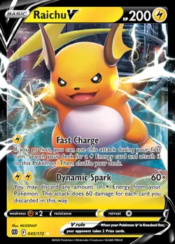 Raichu V 45/172 Rare Holo V | Brilliant Stars | Pokemon Card - Image 1