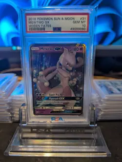 PSA 10 GEM MINT 2019 POKEMON SUN & MOON MEWTWO GX HIDDEN FATES #31 - Image 1