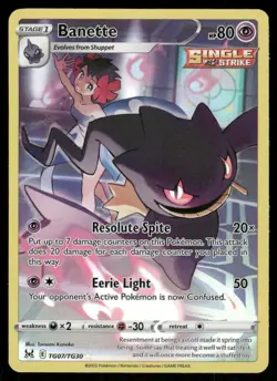 Pokemon Cards Banette TG07/TG30 Lost Origin Trainer Gallery Holo NM - Image 1