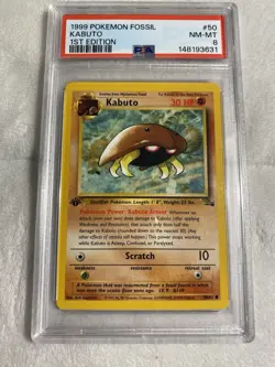 1999 Pokemon Fossil TCG 1st Edition #50 Kabuto Is King 👑 Graded PSA 8 Near Mint - Image 2