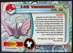 Pokemon Card Venomoth #49 TOPPS Series 1 2nd Print Black Logo NEAR MINT Non-Holo - Image 2