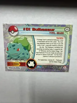 BULBASAUR - #01- Pokemon Character Card - Topps Series 1 - 1999 TV Animation - Image 2