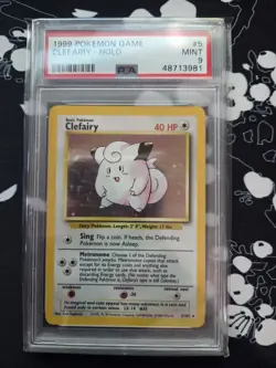 PSA 9 MINT 1999 Pokemon Base Set Unlimited Clefairy #5/102 Holo Rare Card ✨ - Image 1