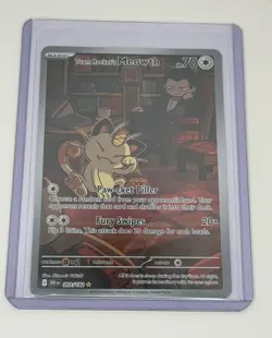 Team Rocket's Meowth 203/182 Illustration Rare Destined Rivals Pokemon Near Mint - Image 1