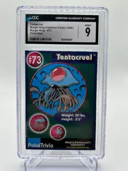 CGC 9 Pokemon Burger King Poke Trivia Tentacruel 73 Vintage Nintendo Movie Promo - Image 1