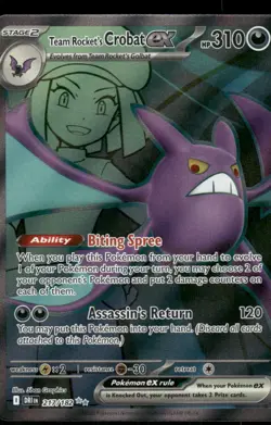 Pokemon Cards Team Rocket's Crobat ex 217/182 Destined Rivals Ultra Rare NM - Image 1