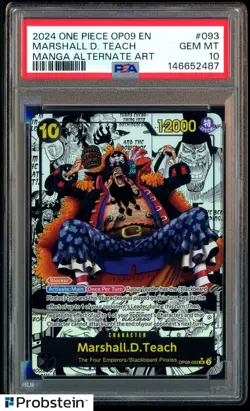 2024 One Piece OP09 EN #093 Marshall D. Tech Manga Alternate Art PSA 10 GEM MINT - Image 1
