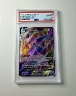 Pokemon TCG Espeon VMAX Holo Ultra Rare Card Evolving Skies 065/203, PSA 10 - Image 1
