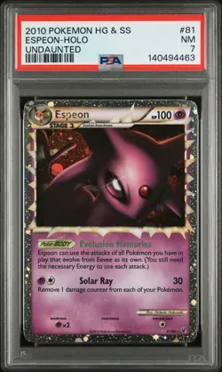 2010 POKEMON HEARTGOLD & SOULSILVER UNDAUNTED #81 ESPEON-HOLO PSA 7 - Image 1