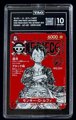TAG 10 One Piece ST21-014 SR Monkey.D.Luffy - JP - Foil - Magazine Promo- Graded - Image 1