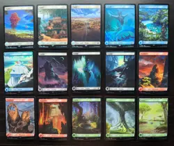Final Fantasy MTG Full Art Lands Set (FIN 294-308) NM Foil (15 Cards) - Image 1