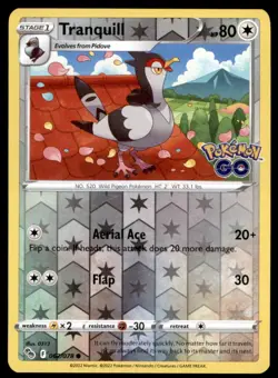 Tranquill 062/078 Common Pokemon GO Pokemon Reverse Holo Lightly Played - Image 1