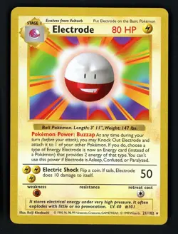 Electrode 21/102 - Error Mustard Borders - Shadowless Base Set 🏝 Pokemon WOTC - Image 1