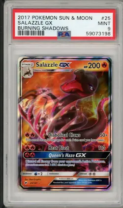2017 Pokemon Sun & Moon Burning Shadows Salazzle GX #25 PSA 9 - Image 1