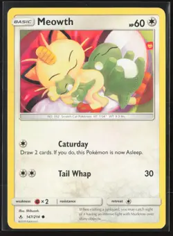 Meowth 147/214 Common Unbroken Bonds Pokemon Near Mint - Image 1
