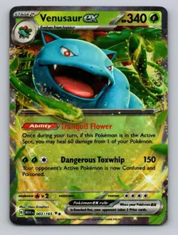 Venusaur ex 003/165 Double Rare 151 Pokemon Holo NM - Image 1