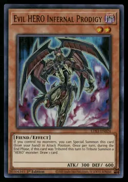 Evil HERO Infernal Prodigy LDS3-EN024 Ultra Rare Yu-Gi-Oh 1st Edition Near Mint - Image 1