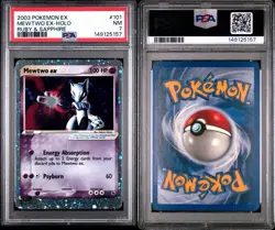 PSA 7 NM Mewtwo EX #101 EX Ruby & Sapphire 2003 Pokemon Holo Rare - Image 3