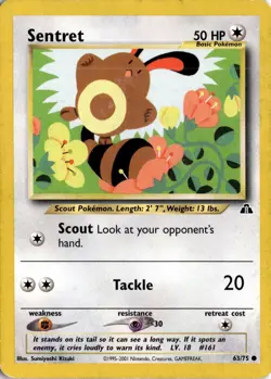 Sentret 63/75 Neo Discovery Pokemon Card TCG - Image 1