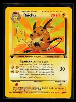 Raichu 29/62 Fossil Regular 1st Edition - Pokemon Card - Image 1